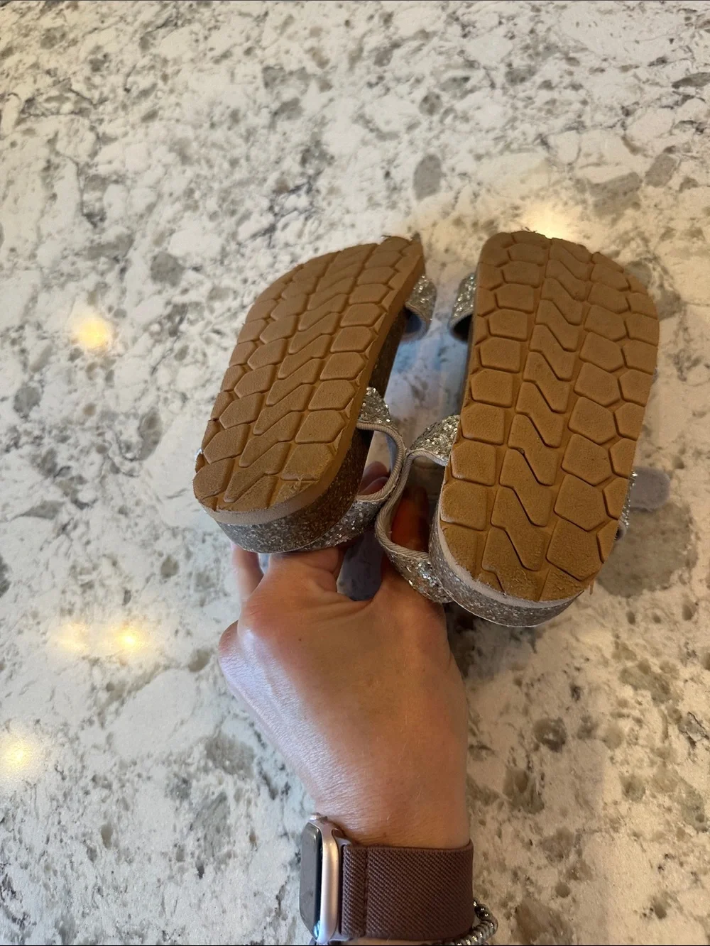 GAP Silver Glitter Double-Strap Kids Sandals. Size 10
